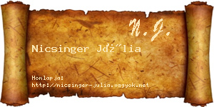 Nicsinger Júlia névjegykártya